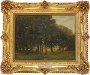 Wooden Summer Landscape With Peasant Woman by Vladimir Donatovich Orlovskii