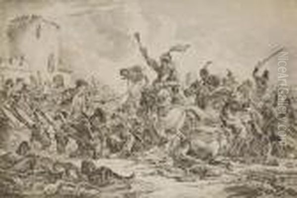 Battle Between The Georgians And The Mountain Tribes Embossed With Coat-of-arms - view 1