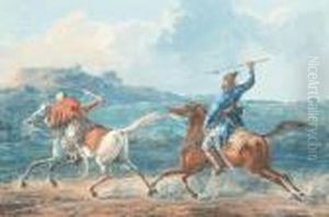 Afshar - A Persian Horseman Pursuing A Turk by Alexander Ossipovitch Orlovsky