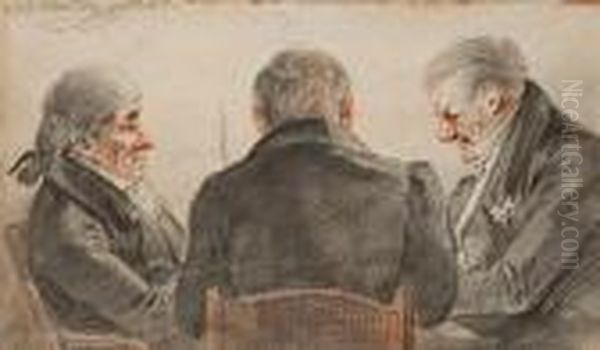 Alexandre De Gessler Playing Cards With Two Friends - view 1