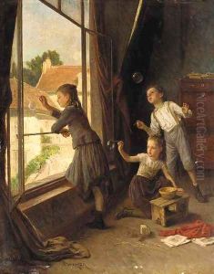 Blowing bubbles by Theophile-Emmanuel Duverger