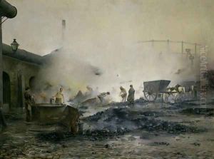 The Gas Factory at Courcelles 1884 by Ernest Jean Delahaye