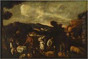 Paisaje Con Pastores, Al Fondo Davidrecibido Por Abigail by Pedro De Orrente