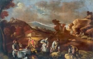 Bauern Bei Der Schafschur by Pedro De Orrente