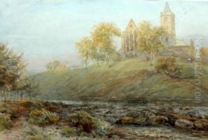 Riverside Church, Signed Watercolour, 33x48cm