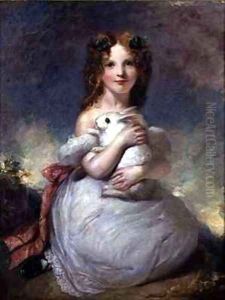 Portrait of Dora Louisa Grant holding a rabbit by William Dyce