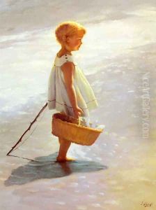 Young Girl On A Beach by I. Davidi