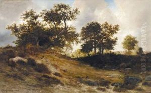 Bosgezicht In De Zomer (omgeving Fontainebleau) (1873) by Francois Auguste Ortmans