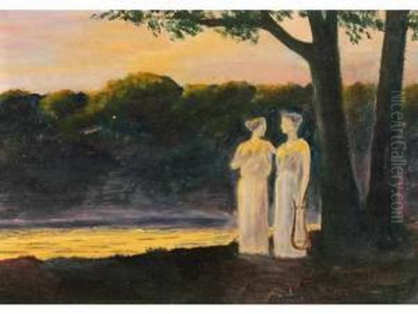 Deux Jeunes Femmes Sur Le Bord D
Un Etang Huile Sur Papier. 17 X 25 Cm Expert : M. Frederick Chanoit - view 1