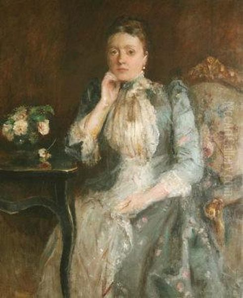 Portrait Of A Lady Seated At A Writing Table - view 1