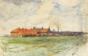 Landscape With Red-roofed Buildings by Walter Frederick Osborne