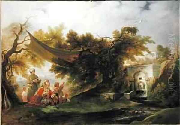 Indian Landscape with Figures near a Stream - view 1