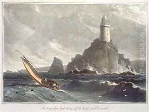 The longships lighthouse of Lands End Cornwall by William Daniell RA