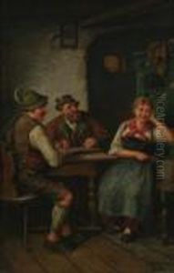 Wirtshausszene Mit Junger Frau Am Ofen