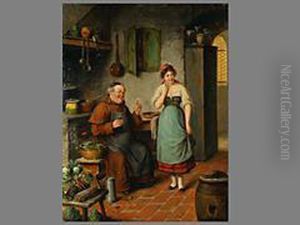 Monch Und Junges Madchen In Der Kuche