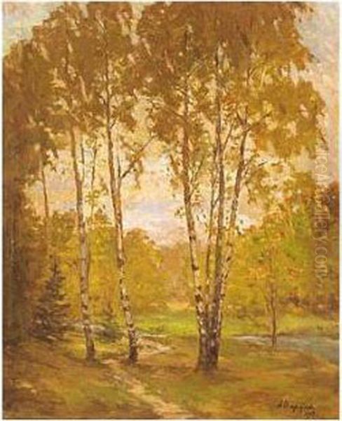 Birch Trees In The Autumn Sun - view 1