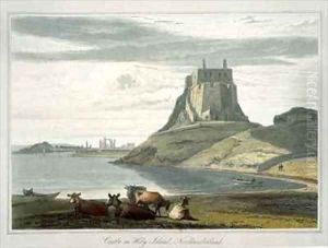 Castle on Holy Island Northumberland by William Daniell RA