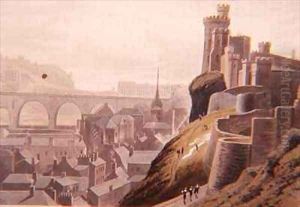 Edinburgh with part of the North Bridge and Castle by William Daniell RA