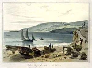 Lyme Regis from Charmouth Dorset by William Daniell RA