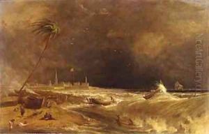 Madras or Fort St George in the Bay of Bengal A Squall Passing Off 2 by William Daniell RA