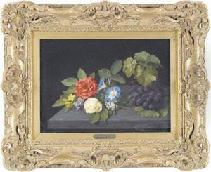 Stillleben Mit Trauben, Rosen Und Winden. by Otto Didrik Ottesen