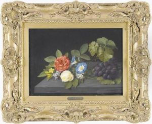Stillleben Mit Trauben, Rosen Und Winden by Otto Didrik Ottesen