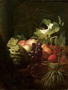 Natura Morta Con Uva, Melone, 
Pesche, Mele, Susine, Ciliegie E Chiocciola Su Foglia D'uva by Otto Didrik Ottesen