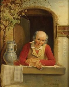 Man In De Raamopening by Ferdinand de Braekeleer