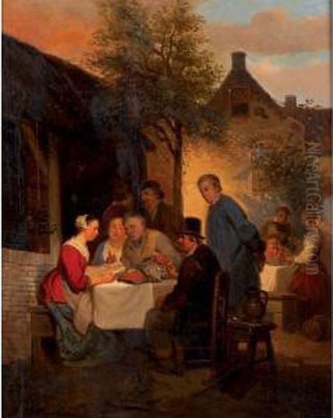 Conversations At An Outdoor Tavern - view 1