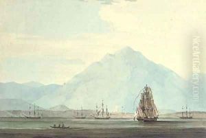French post and shipping at Mahi on the Malabar Coast, India by William Daniell RA