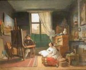 Artist And Model by Ferdinand de Braekeleer