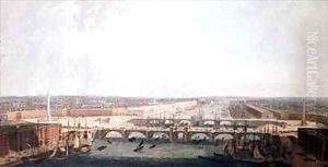 View of London with the Improvements of its Port and the double London Bridge. Submitted to the Select Committee of the House of Commons by William Daniel by William Daniell RA