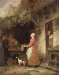 A Terrace Scene At The Inn by Ferdinand de Braekeleer