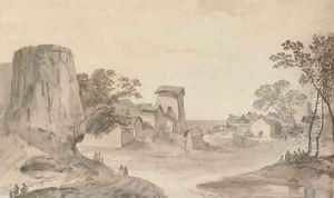 Village of Churnnan on the road from Agra to Delhi by William Daniell RA