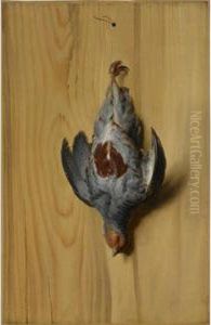 A Still Life Of A Partridge Suspended From A Nail by Jacques Charles Oudry