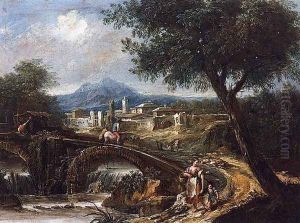Landscape with Bridge by Antonio Diziani