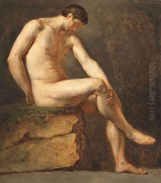 A seated male nude - view 1