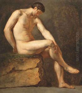 A seated male nude
