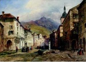 Vue Animee D'une Rue De Sion En Suisse Vue Animee D'une Rue De Sion En Suisse