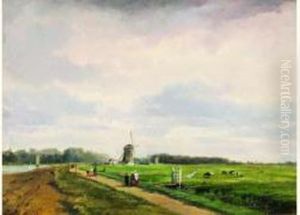 Paysage Au Moulin by Pierre Justin Ouvrie