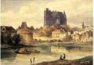 Vue D'une Eglise Gothique Dans Une Ville Traversee Par Un Fleuve