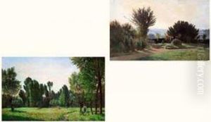< Paysans Au Champ >. < Jardinier Dans Un Parc >. by Pierre Justin Ouvrie
