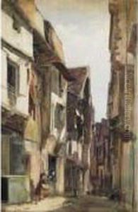 Aquarelle Gouachee (plis Et Dechirures), Signee En Bas A Gauche.