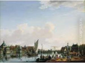 Ouderkerk, Near Amsterdam, A 
View From The West Bank Of The River Amstel Looking Upstream Towards The
 Village