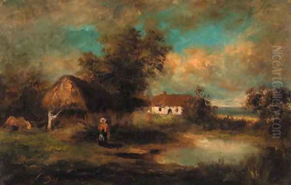 A village by a pond - view 1