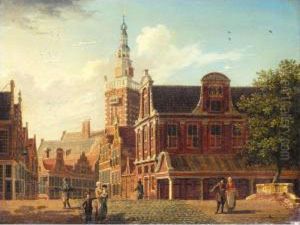Monnickendam, A View On The Dam, With The Waag On The Right And The Speeltoren Beyond