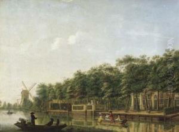 The River Vecht With Gentry In A Rowing Boat - view 1
