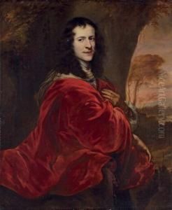 Portrait Of A Gentleman, Three-quarter-length, In A Red Cloak, Before A Landscape Portrait Of A Gentleman, Three-quarter-length, In A Red Cloak, Before A Landscape