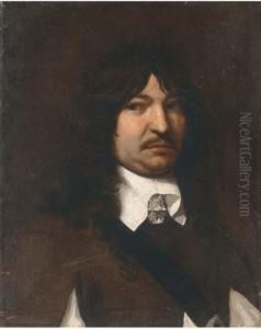 Portrait Of A Gentleman, Bust-length, In A Brown Coat With A White Collar by Jurgen Ovens