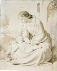 The Madonna And Child In A Landscape by Johann Friedrich Overbeck